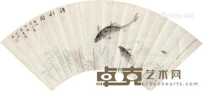  鱼 扇面 镜片 纸本 16×44cm