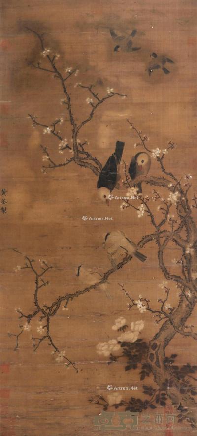  花鸟 立轴 绢本 116×53cm