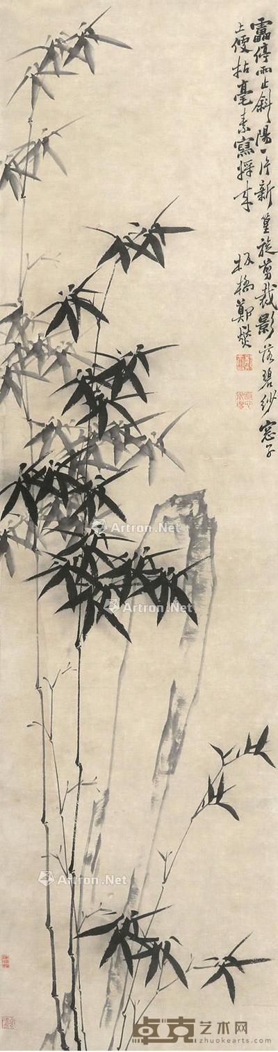 竹石 立轴 纸本 177×47cm