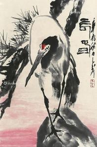  鹤 立轴 纸本