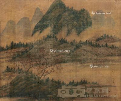 山水 镜片 绢本 43×51cm