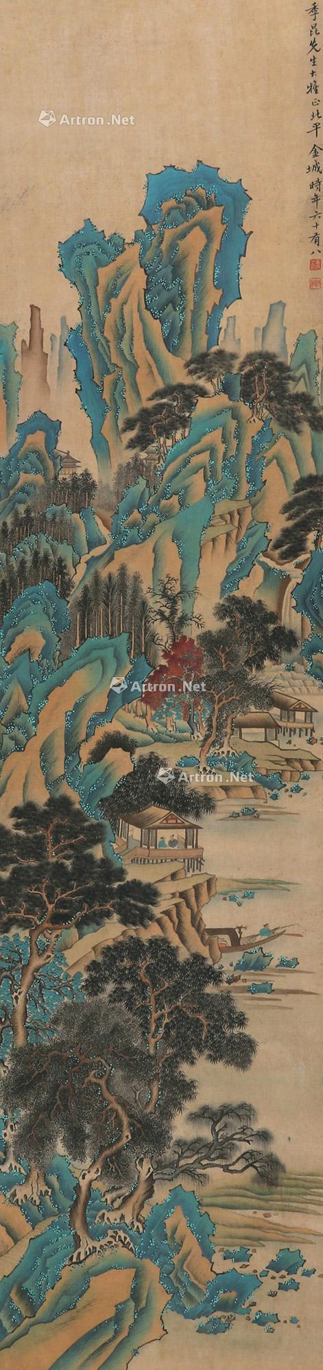 山水 立轴 绢本 141×34cm