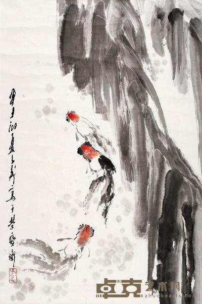  三鱼图 镜片 设色纸本 69×46cm