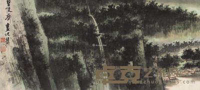 山水 镜框 设色纸本 24×54cm