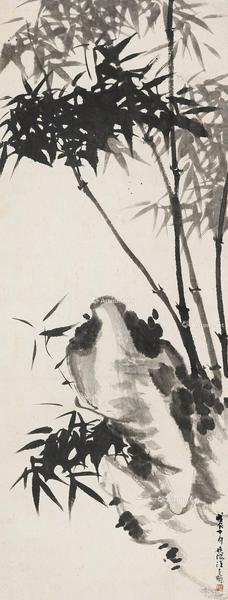  1928年作 竹石图 立轴 纸本水墨