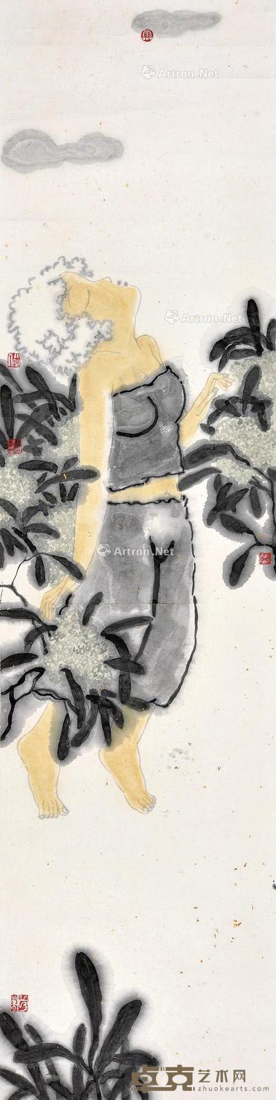  人物 镜心 设色纸本 132×33cm