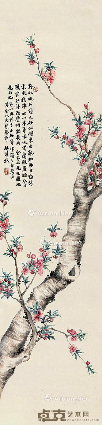  花卉 屏轴 设色纸本 132×32cm