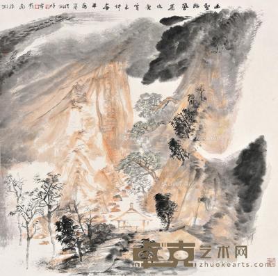  2010年作 幽壑临风 镜片 设色纸本 68×68cm