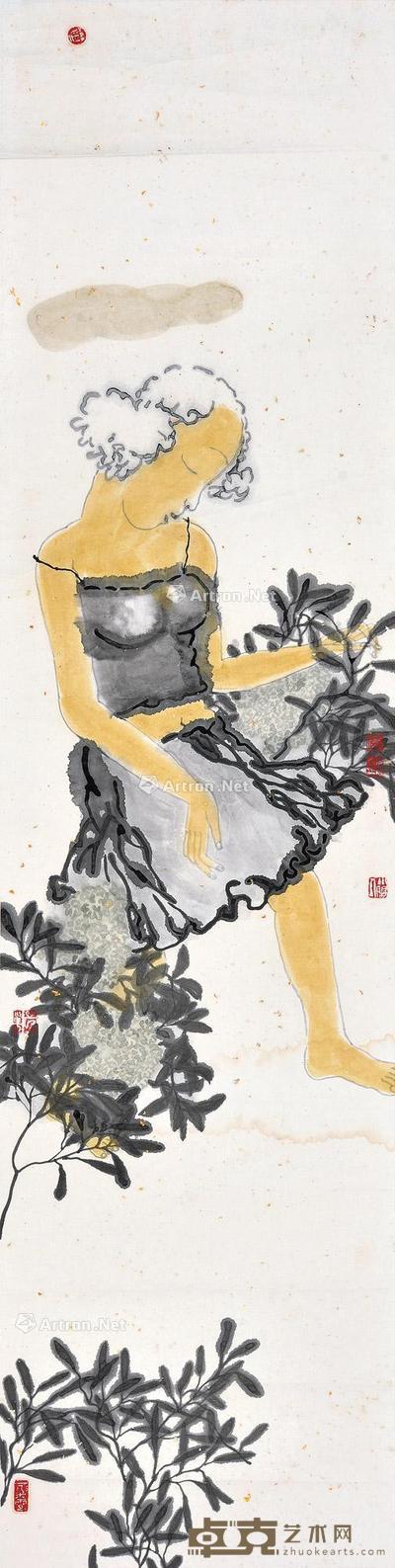  人物 镜心 设色纸本 132×33cm