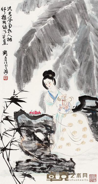 仕女 立轴 设色纸本 81×43cm