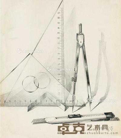 素描 镜片 素描 27×23cm