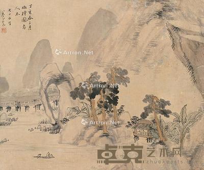  山水 立轴 设色纸本 38×45cm