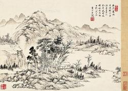  山水 镜片 水墨纸本