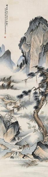  松山牧牛 镜芯 纸本设色