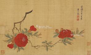  花卉 镜片 设色绢本