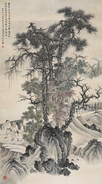  1932年作 捕渔归来图 立轴 纸本设色