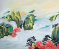  2018年作 灵山系列·笑看云卷云舒 画框 布面油画