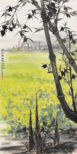  1999年作 浦江新雨后 镜芯 纸本设色