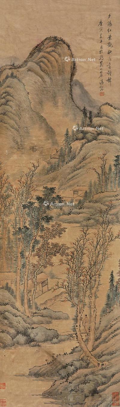 山水 立轴 设色纸本 127×37cm