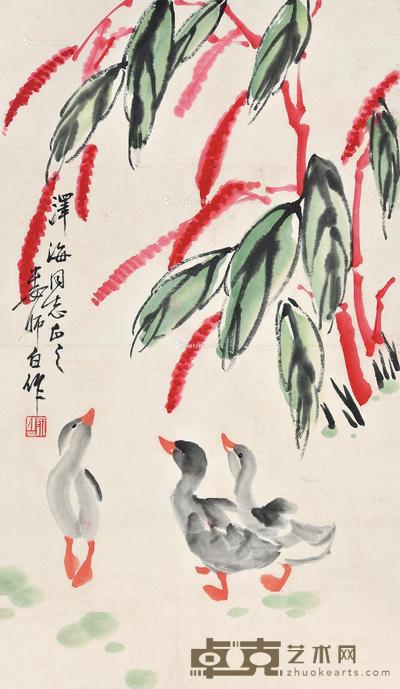 花鸟 镜片 设色纸本 69×40cm