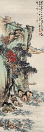  山水 立轴 设色纸本