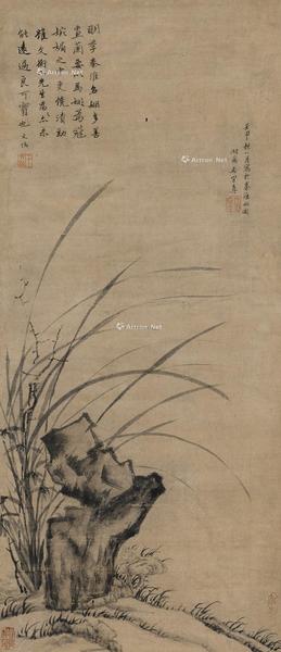  1572年作 兰石图 立轴 纸本水墨