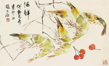  虾 立轴 设色纸本