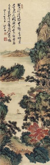  山水 镜片 设色纸本