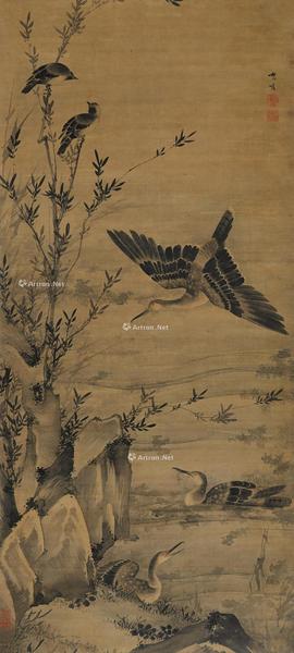  花鸟 立轴 绢本设色
