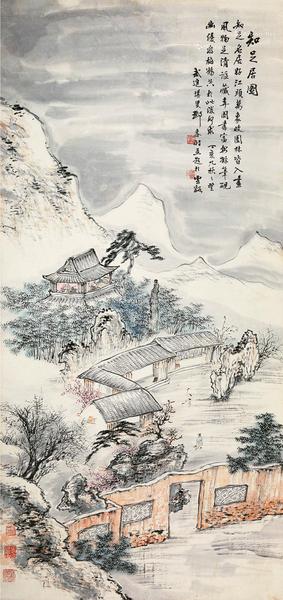  山水 立轴 设色纸本