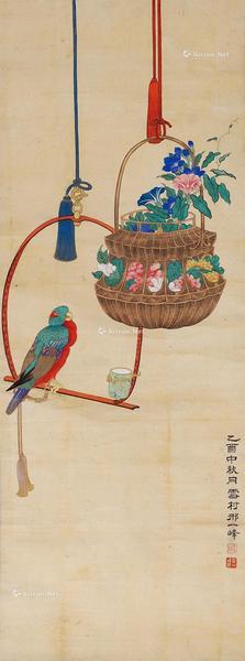  花鸟 立轴 设色绢本