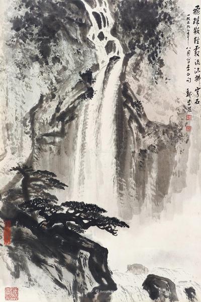  飞珠散轻霞 镜心 设色纸本