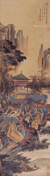  山水 立轴 设色绢本