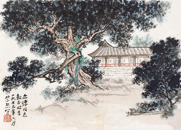  山村 镜心 设色纸本