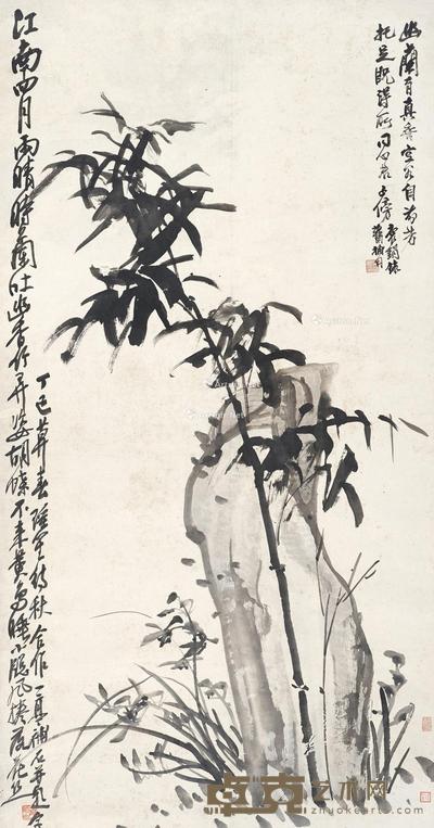 三君子图 立轴 水墨纸本 130.5×66cm