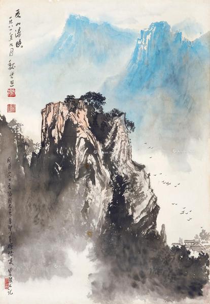  夏山 立轴 设色纸本