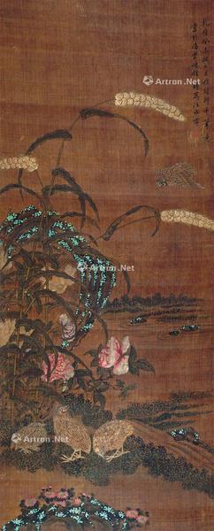  花鸟 立轴 设色绢本