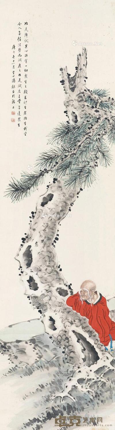 罗汉 立轴 设色纸本 175.5×46cm