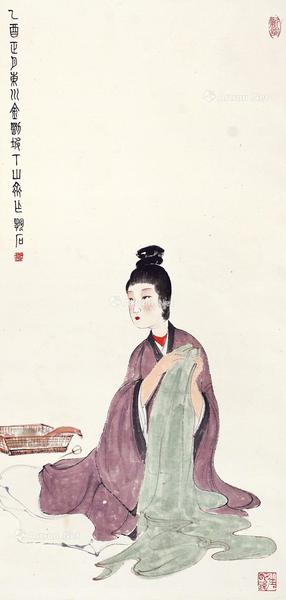  人物 立轴 设色纸本