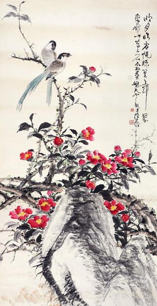  花鸟 立轴 设色纸本
