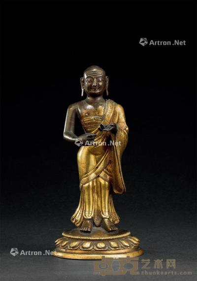  清代（1644-1911） 铜鎏金佛立像 高16.5cm