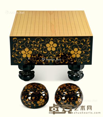  大漆莳绘围棋盒 围棋桌一套 尺寸不一