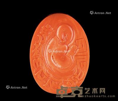  珊瑚雕罗汉挂件 长2.8cm；高3.9cm；15g