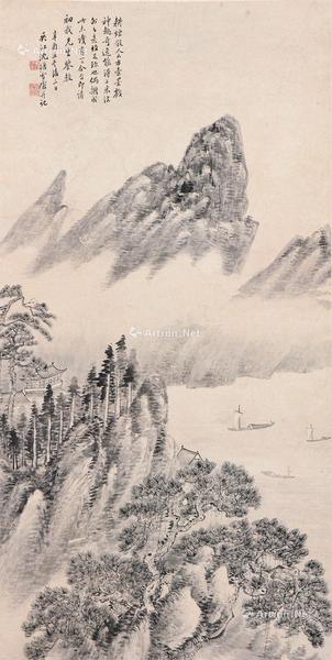  松山归帆 立轴 设色纸本