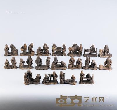  竹雕人物纹摆件 （十八件一组） 尺寸不一