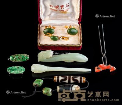  各式翡翠 天珠 珊瑚首饰等 （一批） 尺寸不一