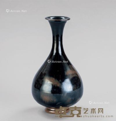 黑釉铁锈花卉纹玉壶春瓶 直径14.4cm；高26.3cm