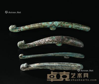  各式铜错银带钩 （四件一组） 尺寸不一