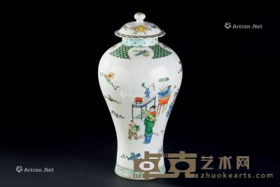  清代（1644-1911） 五彩仕女纹盖瓶 直径15.3cm；宽30.5cm