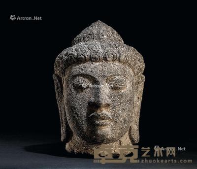  石雕佛首 高33.5cm